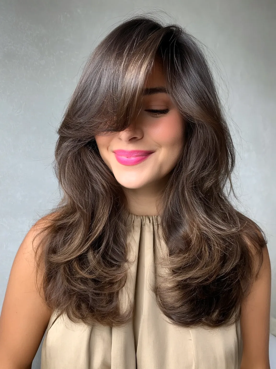 Long Voluminous Layered Cut with Subtle Highlights